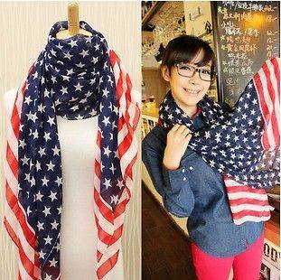 American Stars and Stripes Flag Fluffy Stylish Style Women Girls Warm 