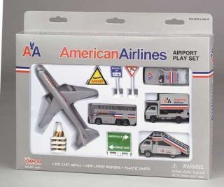 RealToy American Airlines Boeing 757 13 pc Set w/ Bus Stair Catering 