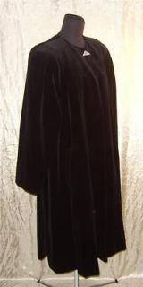 vtg 80s 40s Style CATTIVA Beautiful Black Velvet Opera SWING Coat 