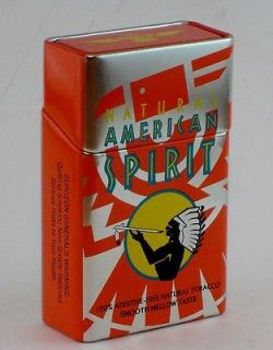 American Spirit Natural Tobacco Cigarette Tin Orange and Silver RARE