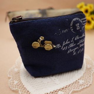 Women Girl Coin Bag Purse Wallet Card Case Vogue Classic Dark blue 