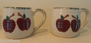 Alco Industries apple garden cup mug set lot of 2 sponge green w 