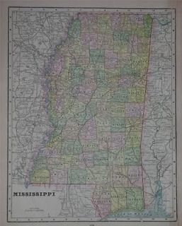   Original Antique Color Atlas Map** 114 years old Alabama back