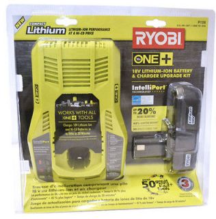 Ryobi P128 18V One+ Intelliport Lithium Ion Battery and Charger 