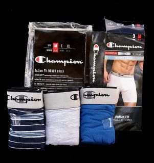 Pack Champion Active Fit Boxer Briefs Assorted Grays & Blue XL Sizes
