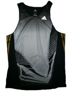 Adidas Mens Adizero Climalite Regular Fit Running Shirt Black/Gr​ay 