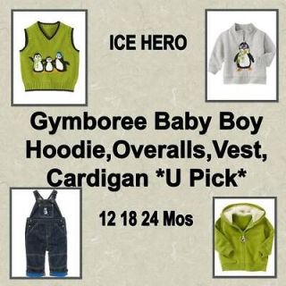 Gymboree Ice Hero Hoodie,Overalls,Sweatshirt,Sweater Vest Sz 12 18 24 