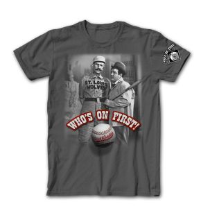 ABBOTT & COSTELLO Whos On First ? Baseball Dark Gray T Shirt **NEW
