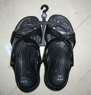 crocs Adara Slide Sandal Womens 4 Girls 3 (35) BLACK