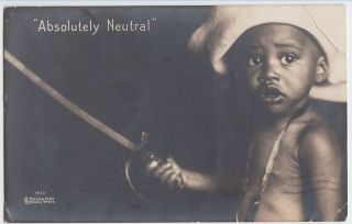 1915 BLACK AMERICANA Real Photo Postcard SWORD Baby Boy Neutral 