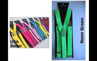 11 Colors) Mens Womens Clip on Suspenders Elastic Y Shape Adjustable 