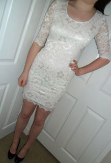 New  Ivory Lace Kate Middleton Style Bodycon Dress Size 6 8 10 