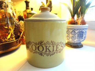 Vintage Monmouth U.S.A. Large Cookie Jar ~ Gold & Orange Rust Color 