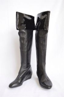 SEVEN FOR ALL MANKIND Black Tall Over The Knee Leather Flat Boot 5.5 