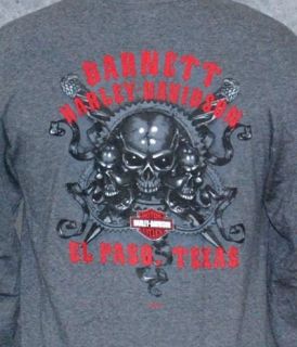 Harley Davidso​n Mens Ape Hanger Charcoal Grey Long Sleeve Pocket T 