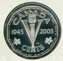   VE Day 5.35 grams Silver Nickel 5 Five Cent 05 Canada/Canadian BU Coin