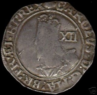 TMM* England Silver Shilling Charles I 1636 8 Fine/F+ approx 29 30 MM