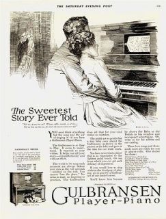 1919 AD Gulbransen player piano Sweetest story ever told Woodruff art 