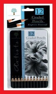 12 Graded Artist Pencils For Drawing Sketching Shading Inc 5H 4H H F B 