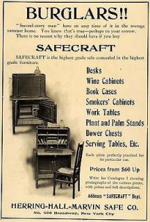 1906 Ad Herring Hall M​arvin Safe Furniture Desk Cabinet   ORIGINAL 