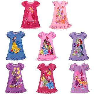 Girl Disney Princess Rapunzel Tiana Ariel Nightgown Pajama Size 2/3 4 