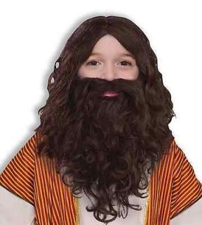 child jesus wig beard brown joseph shepherd viking christmas costume 