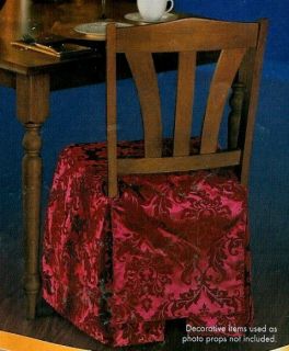 Flocked Satin Chair Skirt Cover 19x16 Holiday Red NEW