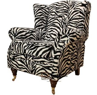 Ashley Fireside High Back Wing Easy Chair Armchair Zebra Print Fabric
