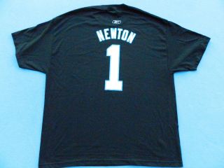 New Reebok Carolina Panthers Cam Newton Black Tee T Shirt Jersey Mens 