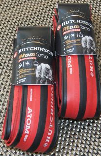 Hutchinson Atom Comp Road 700 x 23c Tires Kevlar Red  Black Pair ON 