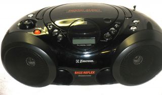 Black EMERSON Portable CD AM/FM player+ Digital Display+Bass Reflex 