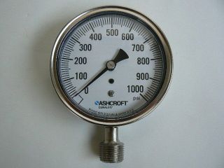 C8 Ashcroft 1009 HIgh Pressure Gauge 1/2 NPT Process 1000 PSI 