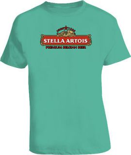 XL Stella Artois Black Tee Shirt 2 Sided Beer 100% Pre Shrunk Cotton 