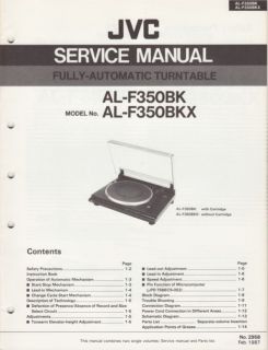 JVC Service Manual for AL F350BK Turntable