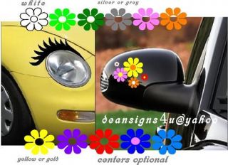 VW bug beetle Eyelash headlight car 10 flowers mirror