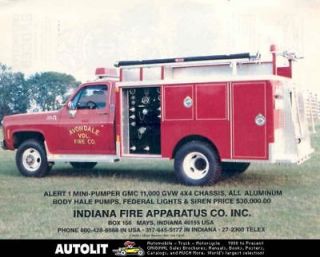 1980 GMC Indiana Mini Pumper Fire Truck Ad Avondale