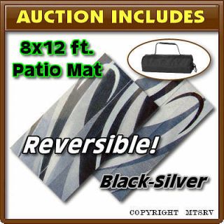 MMI Reversible Patio Awning Mat 8x12 Black Silver   RV Camper Trailer 