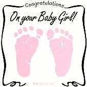 Greeting Card Congratulations on Your Baby Girl by Twin Sisters CD 