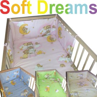 COT / COTBED BABY QUILT AND BUMPER BEDDING SET 100%cotton Teddy Bear 