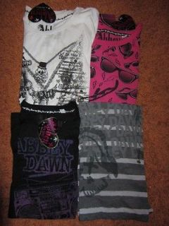 ABBEY DAWN AVRIL LAVIGNE PINK CHAIN SKULL LOT OF 4 T SHIRTS TOPS RARE 