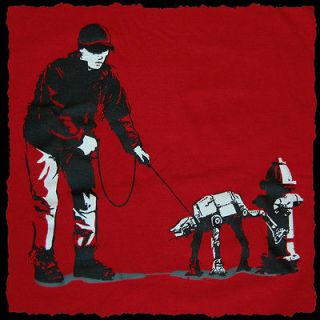 Banksy Star Wars Walking the AT AT Imperial dog Mens T SHIRT (M) fun 