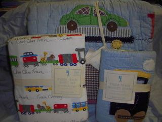 POTTERY BARN KIDS Ryder Train Twin Quilt/Sheets/Sham 5 pc Set NEW