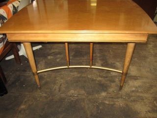   JOHN WIDDICOMB CHERRY WOOD WITH BRASS ACCENTS DINING TABLE MID CENTURY