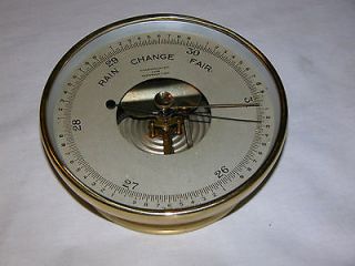 TAYLOR LARGE DIAL BRASS CAPTAINS BAROMETER SILVER DIAL 1940s