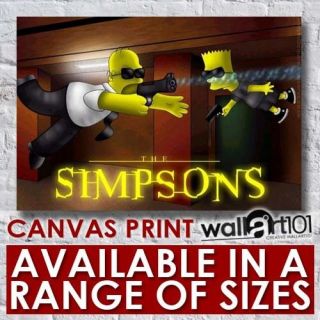 The Simpsons Bart And Homer Matrix Scene High Quality Framed Canvas 