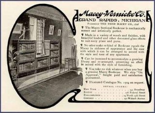 RARE 1904 AD FOR MACEY WERNICKE SECTIONAL BOOKCASES