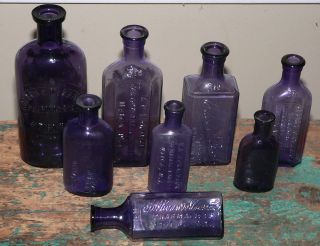 antique UTICA, NY purple BIMAL druggist medicine bottles FREE 