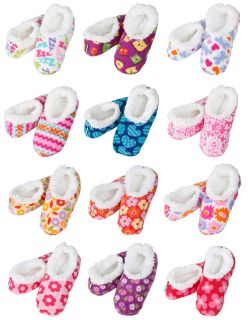 SNOOZIES Cosy Fleece Lined Foot Coverings Slippers SMALL MEDIUM LARGE 