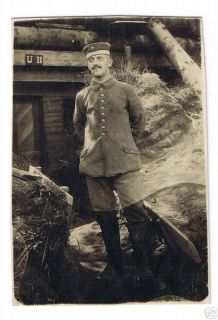 German Soldier In Underground Bunker Real Photo Postcard 1916
