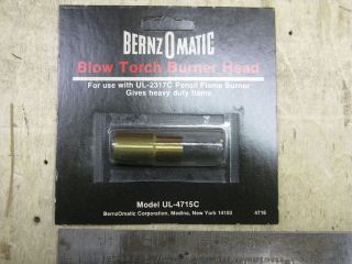 Bernzomatic #UL 4715 C Blowtorch Burner Head, NOS USA